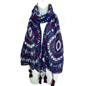 Claire's Kaleidoscope Pattern Cotton Scarf Tasseled Purple Shades